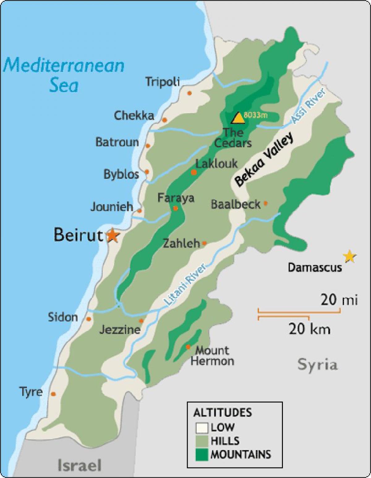 mapa do Líbano clima