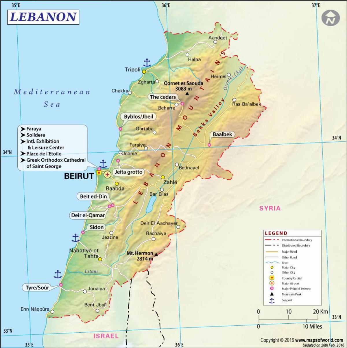 mapa da antiga Líbano