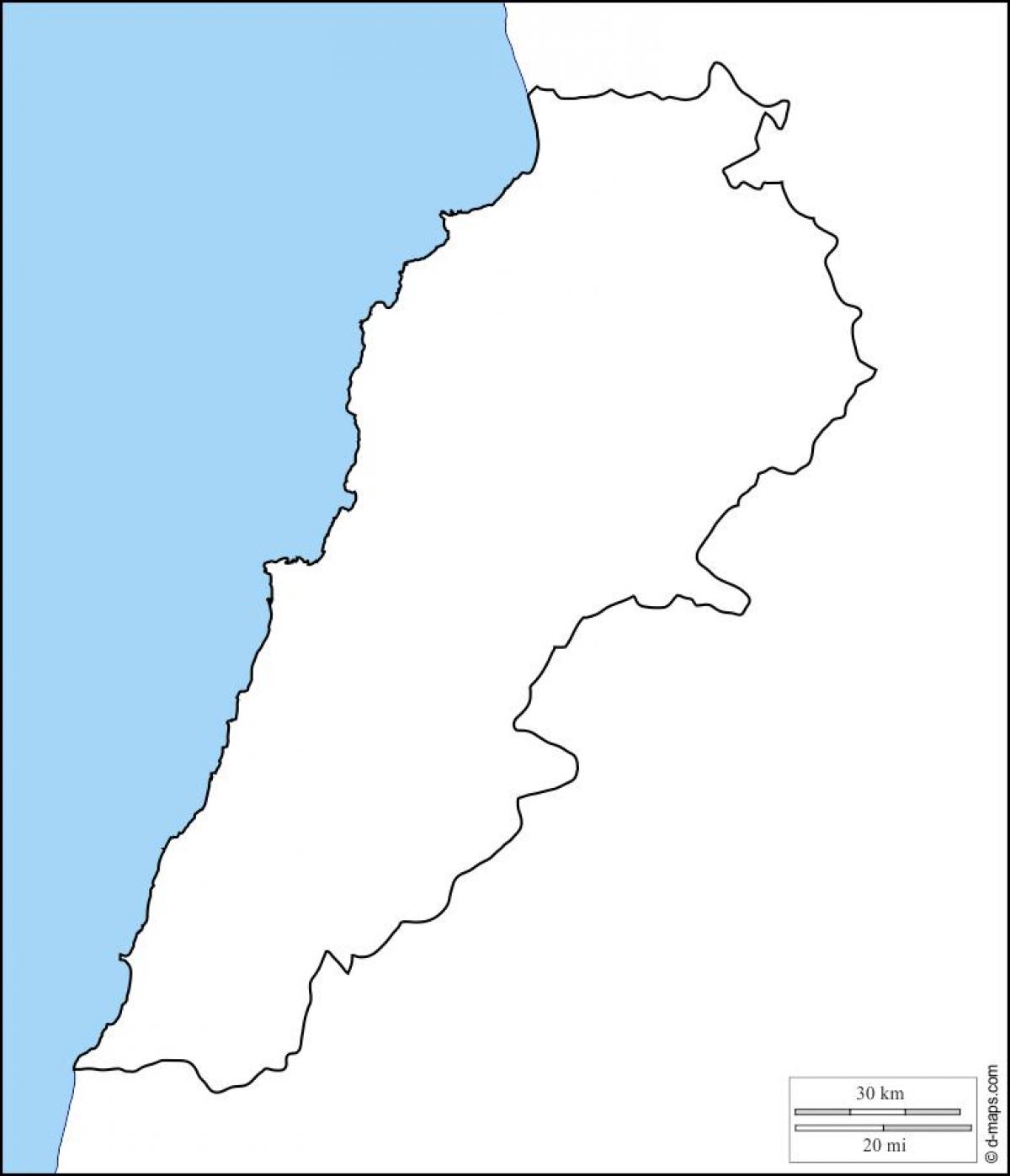 mapa em branco do Líbano