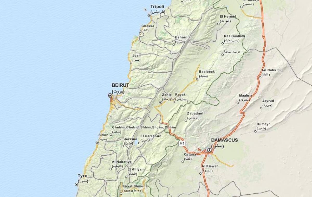 mapa do mapa do gps do Líbano