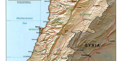 Mapa do Líbano topográfico